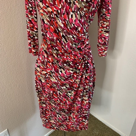 Laundry By Design Faux Wrap Colorful Print Dress - Picture 4 of 11